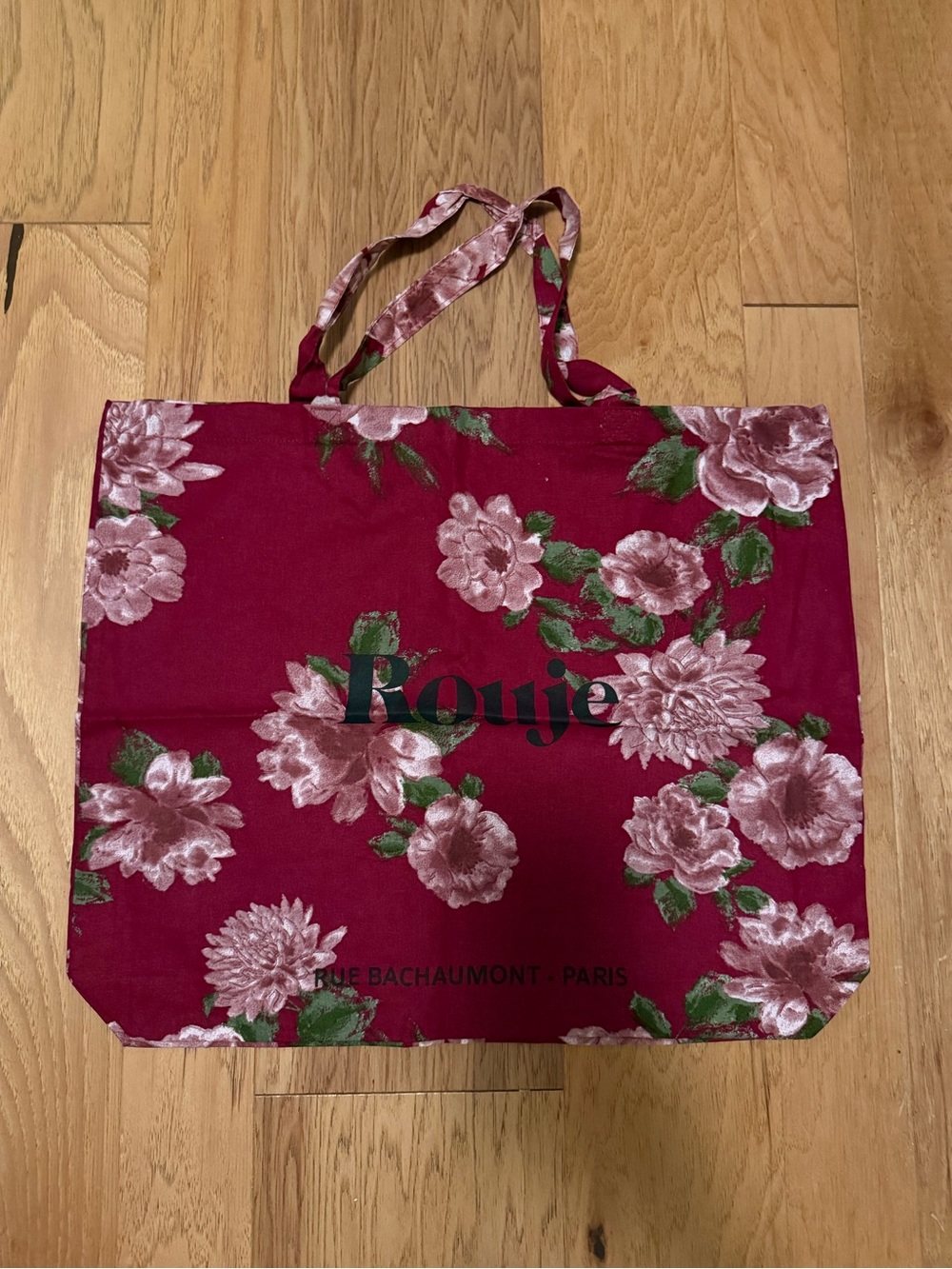 Rouje Burgundy Canvas Tote with Flowers